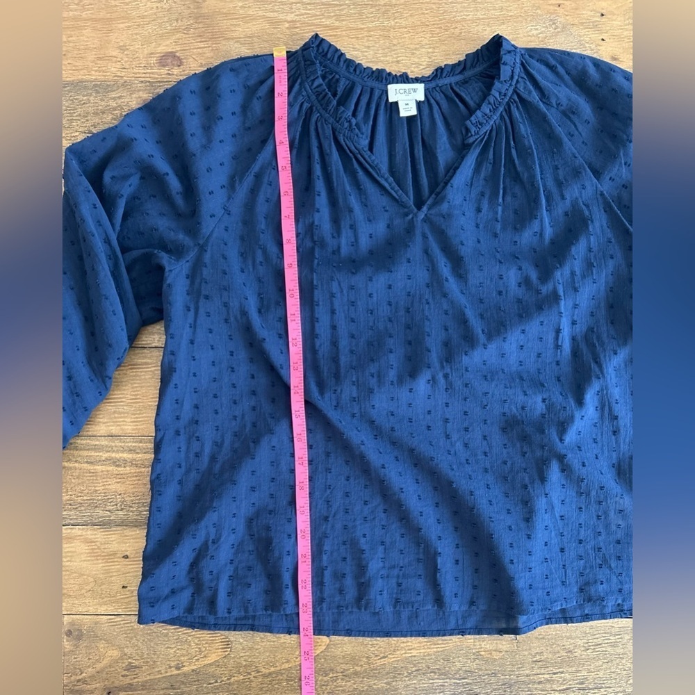 J CREW Navy Clip-dot smocked-neck top - Picture 14 of 14